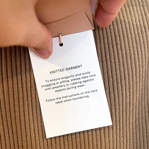 Oroton Tan One Sleeve Asymmetric Knit Stretchy Designer Midi Dress Medium NWT - Picture 6 of 10